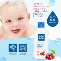 Mee Mee Body Wash 400 ml (Pack of 1) | Cherry & Fruit Extracts | Tear-Free Formula | Moisturizes and Soothes Skin | Natural Head-to-Toe Mild Bubble Bath, Dermatologically Tested