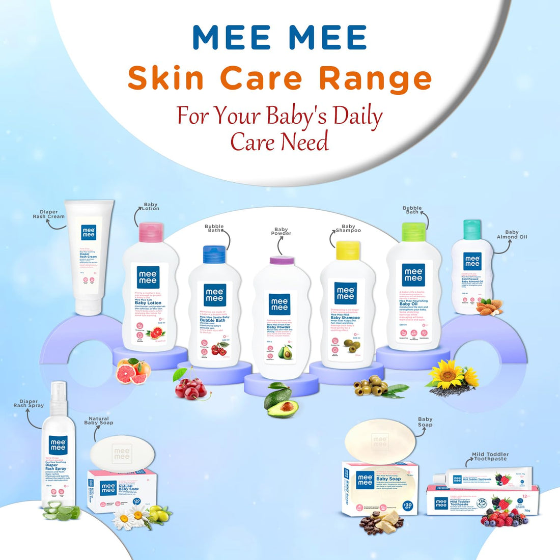 Mee Mee Body Wash 400 ml (Pack of 1) | Cherry & Fruit Extracts | Tear-Free Formula | Moisturizes and Soothes Skin | Natural Head-to-Toe Mild Bubble Bath, Dermatologically Tested