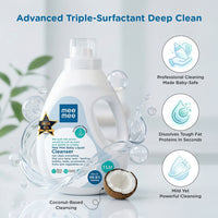 Mee Mee Liquid Cleanser 1000ML Anti-Bacterial Kills 99.9% Germs | Cleanser for Bottles, Nipples, Accessories, Toys, Fruits & Vegetables No Alcohol, One Drop Cleaning, Dermatologically Tested