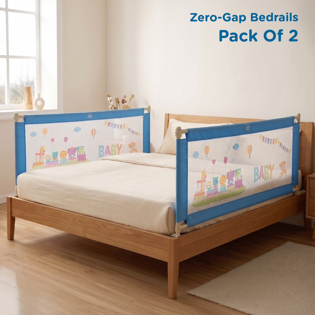 Mee Mee Bed Rail Guard 6 ft (180 × 72 cm) | Adjustable Safety Rail for Babies & Toddlers | Portable Single-Side Guard with Elephant Print (Pack)