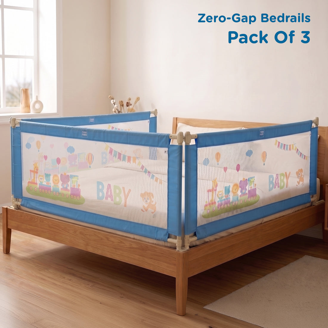 Mee Mee Bed Rail Guard 6 ft (180 × 72 cm) | Adjustable Safety Rail for Babies & Toddlers | Portable Single-Side Guard with Elephant Print (Pack)