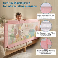 Mee Mee Bed Rail Guard 6 ft (180 × 72 cm) | Adjustable Safety Rail for Babies & Toddlers | Portable Single-Side Guard with Elephant Print (1, Blue)