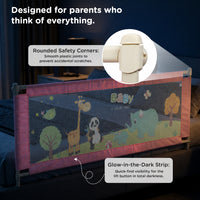 Mee Mee Bed Rail Guard 6 ft (180 × 72 cm) | Adjustable Safety Rail for Babies & Toddlers | Portable Single-Side Guard with Elephant Print (1, Blue)