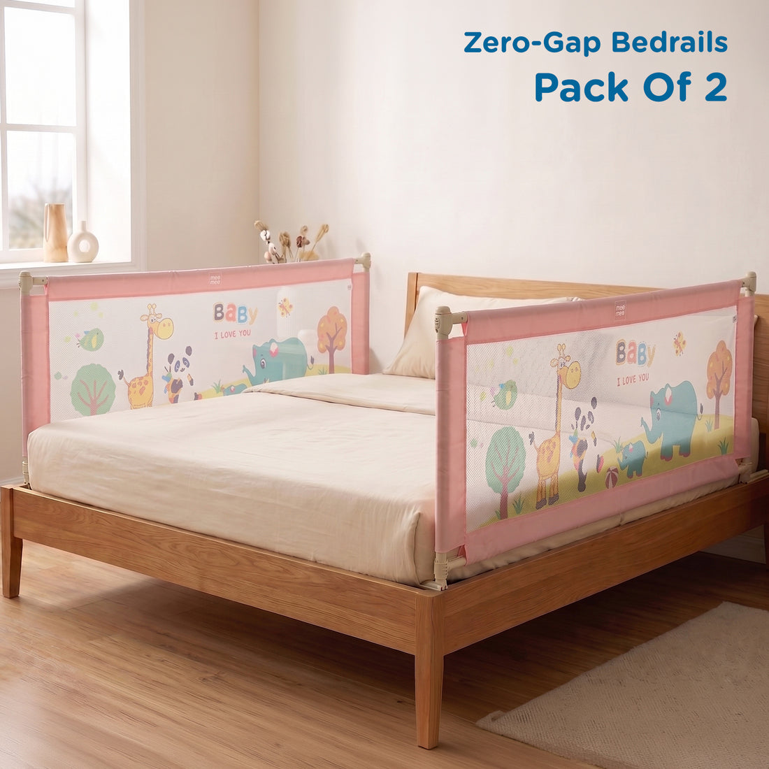 Mee Mee Bed Rail Guard 6 ft (180 × 72 cm) | Adjustable Safety Rail for Babies & Toddlers | Portable Single-Side Guard with Elephant Print (Pack)