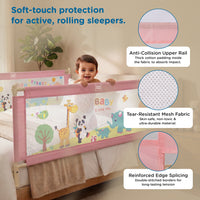 Mee Mee Bed Rail Guard 6 ft (180 × 72 cm) | Adjustable Safety Rail for Babies & Toddlers | Portable Single-Side Guard with Elephant Print (Pack)