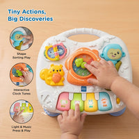 Mee Mee Busy World Activity Table for Babies & Toddlers, Musical Learning Toy with Lights, Piano Keys, Shape Sorter, Animal Sounds, Detachable Play Board, 2-in-1 Table & Floor Play Blue