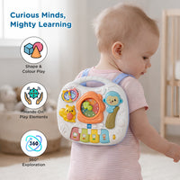 Mee Mee Busy World Activity Table for Babies & Toddlers, Musical Learning Toy with Lights, Piano Keys, Shape Sorter, Animal Sounds, Detachable Play Board, 2-in-1 Table & Floor Play Blue