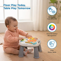 Mee Mee Busy World Activity Table for Babies & Toddlers, Musical Learning Toy with Lights, Piano Keys, Shape Sorter, Animal Sounds, Detachable Play Board, 2-in-1 Table & Floor Play Blue