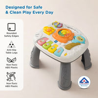 Mee Mee Busy World Activity Table for Babies & Toddlers, Musical Learning Toy with Lights, Piano Keys, Shape Sorter, Animal Sounds, Detachable Play Board, 2-in-1 Table & Floor Play Blue