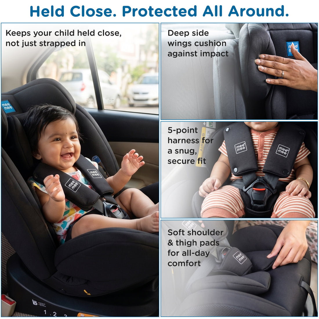 Mee Mee Cruise Care Baby Car Seat for Newborn & Toddler (0–10 Years), Up to 40kg, 360° Side Impact Protection, 5-Point Safety Harness, Adjustable Headrest