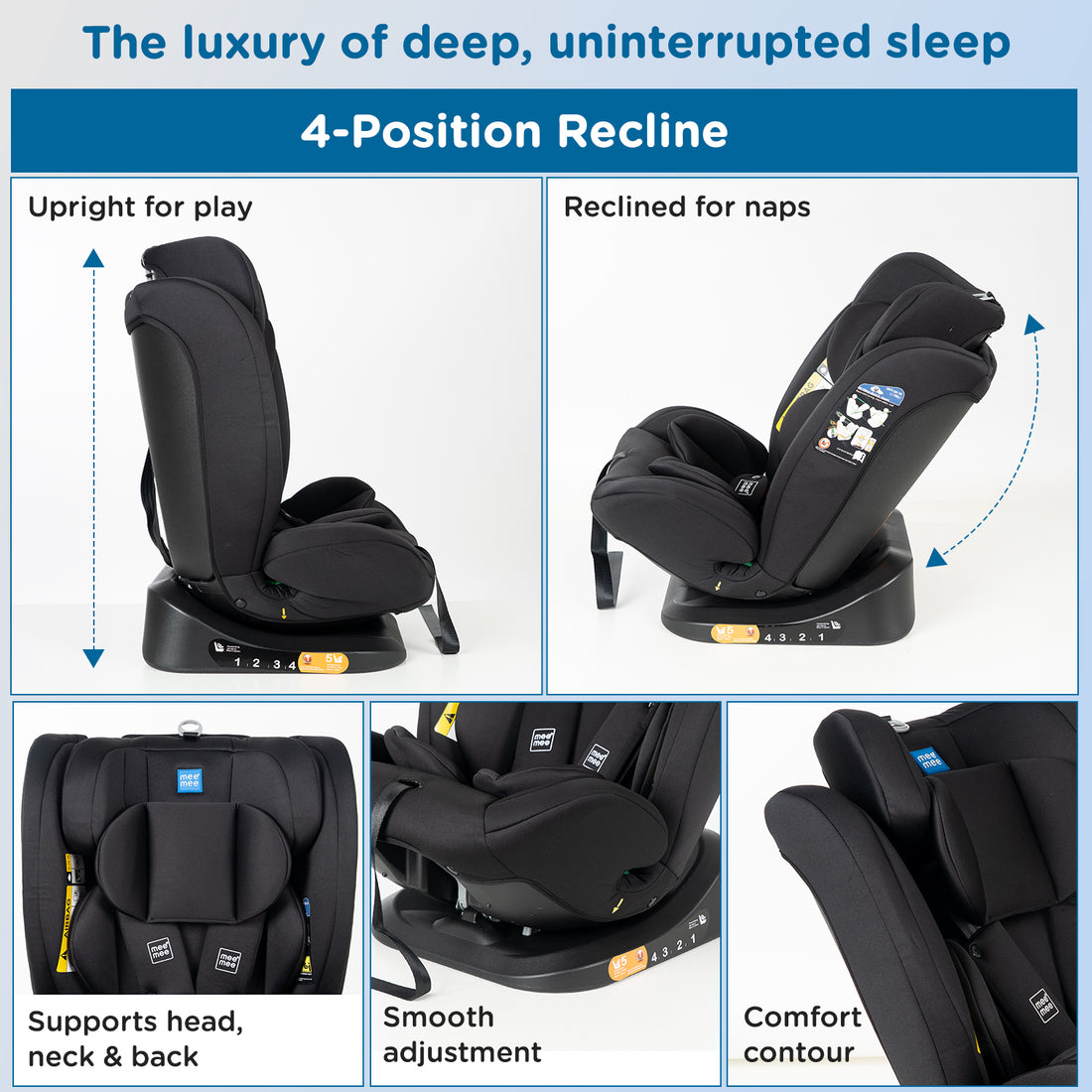Mee Mee Cruise Care Baby Car Seat for Newborn & Toddler (0–10 Years), Up to 40kg, 360° Side Impact Protection, 5-Point Safety Harness, Adjustable Headrest