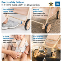 Mee Mee Easy Go Baby Stroller for 0–3 Years | Lightweight Foldable Pram | One-Hand Fold & Portable Travel-Friendly Stroller | Pre-Installed Baby Buggy for Newborn Boys & Girls (Beige)