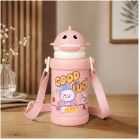 Mee Mee Little Shark Smart-Temp 2-in-1 Sipper & Spout Bottle, 500ml, Vacuum Insulated SUS 316 Stainless Steel Water Bottle with Temperature Display, Leak-Proof & Travel Friendly