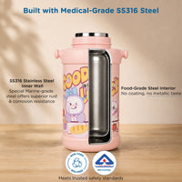 Mee Mee Little Shark Smart-Temp 2-in-1 Sipper & Spout Bottle, 500ml, Vacuum Insulated SUS 316 Stainless Steel Water Bottle with Temperature Display, Leak-Proof & Travel Friendly