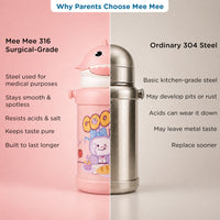 Mee Mee Little Shark Smart-Temp 2-in-1 Sipper & Spout Bottle, 500ml, Vacuum Insulated SUS 316 Stainless Steel Water Bottle with Temperature Display, Leak-Proof & Travel Friendly