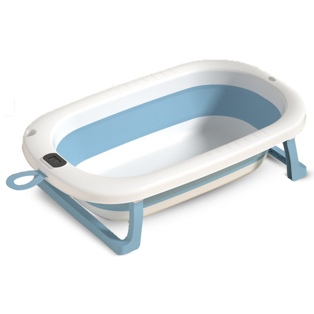 Mee Mee Baby Bath Tub with Digital Temperature Display | Foldable BPA-Free Infant Tub with Anti-Skid Base, Insulated Walls & Drain Plug | Included Components: Tub, Drain Plug | 0–5 Years (Up to 20 kg) (Blue)