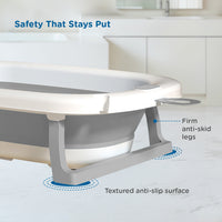 Mee Mee Baby Bath Tub with Digital Temperature Display | Foldable BPA-Free Infant Tub with Anti-Skid Base, Insulated Walls & Drain Plug | Included Components: Tub, Drain Plug | 0–5 Years (Up to 20 kg)(Grey)