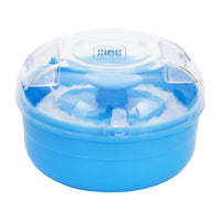 Mee Mee Soft Feel Powder Puff with Box Holder | Material: BPA-Free Plastic & Soft Cotton Puff | Key Ingredients (for powder use): Talc Compatibility Safe | Portable Baby Grooming Case (Blue)