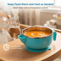 Mee Mee Temperature Control Feeding Bowl with Lid | Silicone Suction Base | Keeps Food Warm 30 Min | Stainless Steel Inner Bowl | BPA-Free | 6+ Months | Airtight Lid | Travel-Friendly