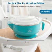 Mee Mee Temperature Control Feeding Bowl with Lid | Silicone Suction Base | Keeps Food Warm 30 Min | Stainless Steel Inner Bowl | BPA-Free | 6+ Months | Airtight Lid | Travel-Friendly