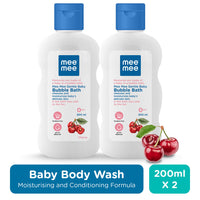 Mee Mee Baby Body Wash | Pk of 2 (200ml Each) With Cherry & Fruit Extracts | Tear-Free Formula | Moisturizes and Soothes Skin | Natural Head to Toe Baby Mild Bubble Bath Dermatologically Tested