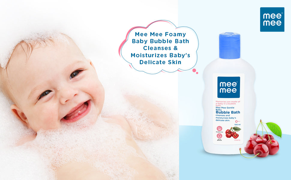 Mee Mee Baby Body Wash | Pk of 1(100ml) With Cherry & Fruit Extracts | Tear-Free Formula | Moisturizes and Soothes Skin | Natural Head to Toe Baby Mild Bubble Bath Dermatologically Tested