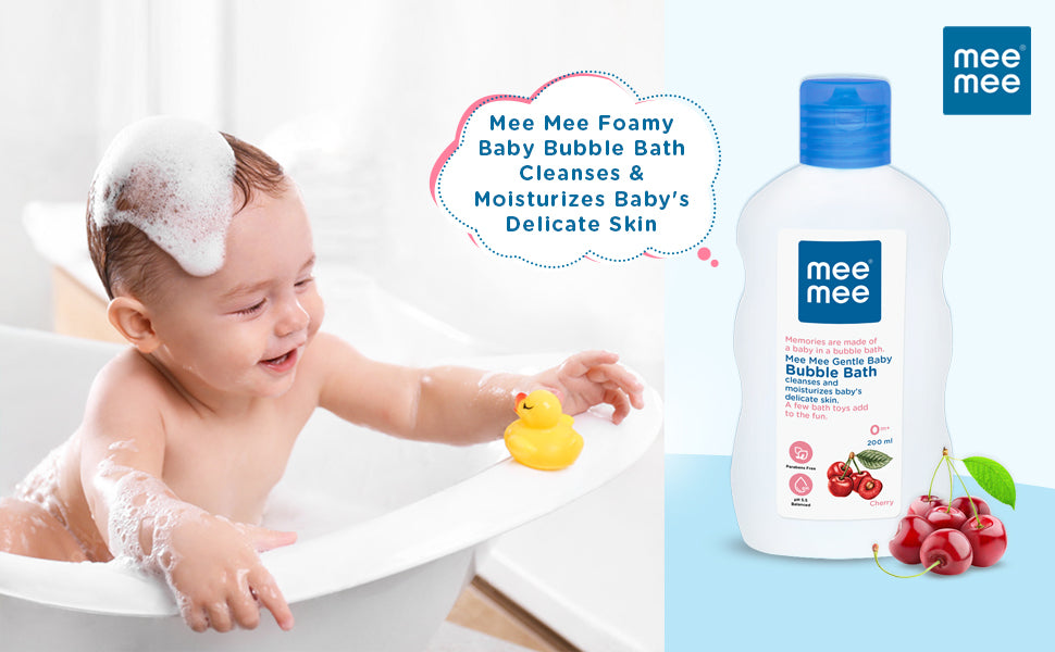 Mee Mee Baby Body Wash 200ml with Cherry & Fruit Extracts | Tear-Free, Mild & Moisturizing | Paraben-Free, Dermatologically Tested, pH Balanced | Gentle Head-to-Toe Bubble Bath for All Skin Types