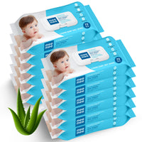 Mee Mee Wet Wipes for Baby Skin with Aloe Vera | 72 Wipes x Pack of 12 (864 Wipes) | Paraben Free, Fragrance Free, pH Balanced, Dermatologically Safe, Baby Wipes Combo | Pack with Lid