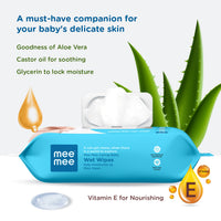 Mee Mee Wet Wipes for Baby Skin with Aloe Vera | 72 Wipes x Pack of 12 (864 Wipes) | Paraben Free, Fragrance Free, pH Balanced, Dermatologically Safe, Baby Wipes Combo | Pack with Lid