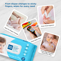Mee Mee Wet Wipes for Baby Skin with Aloe Vera | 72 Wipes x Pack of 12 (864 Wipes) | Paraben Free, Fragrance Free, pH Balanced, Dermatologically Safe, Baby Wipes Combo | Pack with Lid