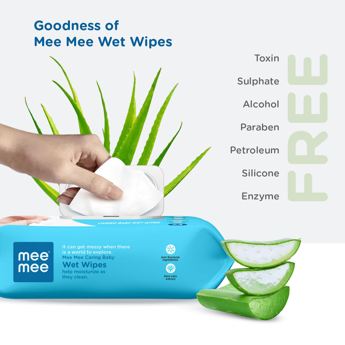 Mee Mee Wet Wipes for Baby Skin with Aloe Vera | 72 Wipes x Pack of 12 (864 Wipes) | Paraben Free, Fragrance Free, pH Balanced, Dermatologically Safe, Baby Wipes Combo | Pack with Lid