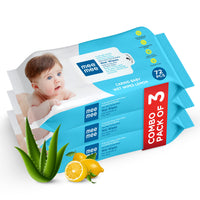 Mee Mee Wet Wipes for Baby Skin with lemon & Aloe Vera | 72 Wipes x Pack of 3-216 Wipes | Paraben Free, Fragrance Free, pH Balanced, Dermatologically Safe, Baby Wipes Combo