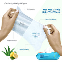 Mee Mee Wet Wipes for Baby Skin with lemon & Aloe Vera | 72 Wipes x Pack of 3-216 Wipes | Paraben Free, Fragrance Free, pH Balanced, Dermatologically Safe, Baby Wipes Combo