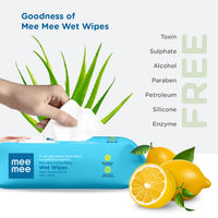 Mee Mee Wet Wipes for Baby Skin with lemon & Aloe Vera | 72 Wipes x Pack of 3-216 Wipes | Paraben Free, Fragrance Free, pH Balanced, Dermatologically Safe, Baby Wipes Combo