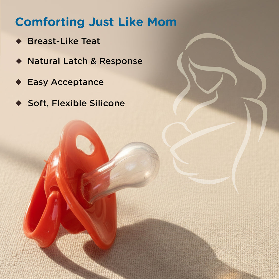 Mee Mee Ultra Light Silicone Baby Pacifier & Teether, BPA-Free, Soft Nipple Design, Oral Soothing, Pack of 2, 0–6 Months, Blue/Red