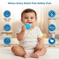 Mee Mee Ultra Light Silicone Baby Pacifier & Teether, BPA-Free, Soft Nipple Design, Oral Soothing, Pack of 2, 0–6 Months, Blue/Red