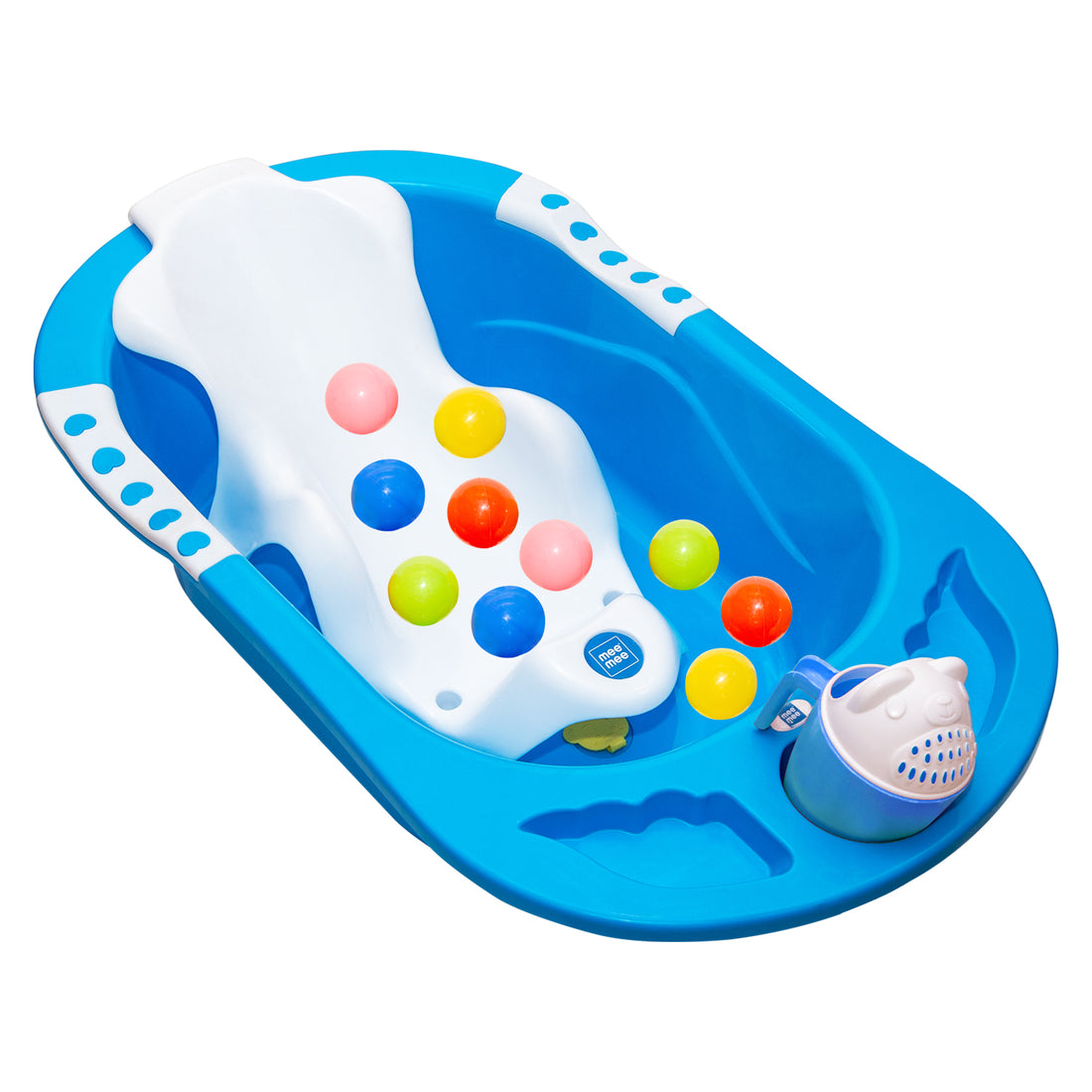 Mee Mee Baby Bath Tub| Safe & Space-Saving Bathtub for Babies 0-2 Years | Anti-Slip Plastic Bath Chair with Floating Balls & Mug | Stable Non-Suction Base with Drain Plug for Easy Cleaning