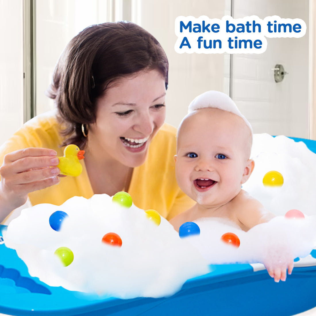Mee Mee Baby Bath Tub| Safe & Space-Saving Bathtub for Babies 0-2 Years | Anti-Slip Plastic Bath Chair with Floating Balls & Mug | Stable Non-Suction Base with Drain Plug for Easy Cleaning