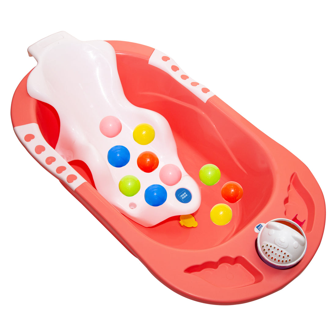 Mee Mee Baby Bath Tub| Safe & Space-Saving Bathtub for Babies 0-2 Years | Anti-Slip Plastic Bath Chair with Floating Balls & Mug | Stable Non-Suction Base with Drain Plug for Easy Cleaning