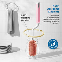 Mee Mee 360° Silicone Bristle Cleaning Brush Set | Included Components: Bottle Brush, Nipple Cleaner | BPA-Free Ergonomic Handle for Narrow & Wide Neck Bottles | Pink