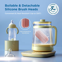 Mee Mee 360° Silicone Bristle Cleaning Brush Set | Included Components: Bottle Brush, Nipple Cleaner | BPA-Free Ergonomic Handle for Narrow & Wide Neck Bottles | Pink