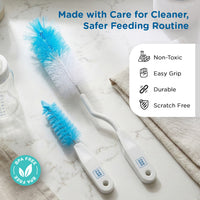 Mee Mee Nylon Bottle Brush with Nipple Cleaner | 360° Rotating Handle | High-Density Soft Bristles | BPA-Free Scratch-Free Cleaning Tool | Non-Toxic, Easy Grip, Dishwasher Safe (Dark Blue)