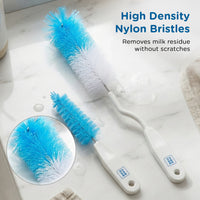 Mee Mee Nylon Bottle Brush with Nipple Cleaner | 360° Rotating Handle | High-Density Soft Bristles | BPA-Free Scratch-Free Cleaning Tool | Non-Toxic, Easy Grip, Dishwasher Safe (Dark Blue)