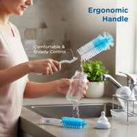 Mee Mee Nylon Bottle Brush with Nipple Cleaner | 360° Rotating Handle | High-Density Soft Bristles | BPA-Free Scratch-Free Cleaning Tool | Non-Toxic, Easy Grip, Dishwasher Safe (Dark Blue)
