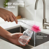 Mee Mee Nylon Bottle Brush with Nipple Cleaner | 360° Rotating Handle | High-Density Soft Bristles | BPA Free | Scratch-Free Cleaning | Non-Toxic | Easy Grip | Dishwasher Safe