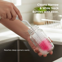 Mee Mee Nylon Bottle Brush with Nipple Cleaner | 360° Rotating Handle | High-Density Soft Bristles | BPA Free | Scratch-Free Cleaning | Non-Toxic | Easy Grip | Dishwasher Safe