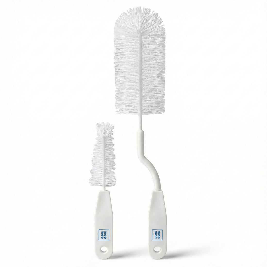Mee Mee Nylon Bottle Brush with Nipple Cleaner | 360° Rotating Handle | High-Density Soft Bristles | BPA Free | Scratch-Free Cleaning | Non-Toxic | Easy Grip | Dishwasher Safe (White)