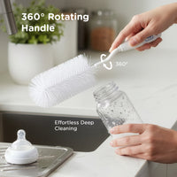 Mee Mee Nylon Bottle Brush with Nipple Cleaner | 360° Rotating Handle | High-Density Soft Bristles | BPA Free | Scratch-Free Cleaning | Non-Toxic | Easy Grip | Dishwasher Safe (White)