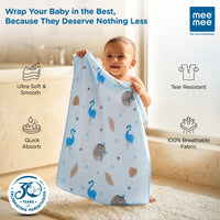 Mee Mee Baby Bath Towel – Microfiber, Ultra Soft & Quick Absorbent | Newborn, Infant & Toddler Towel | Gentle Baby Wash Cloth | 70 x 110 cm | Blue | Pack of 1