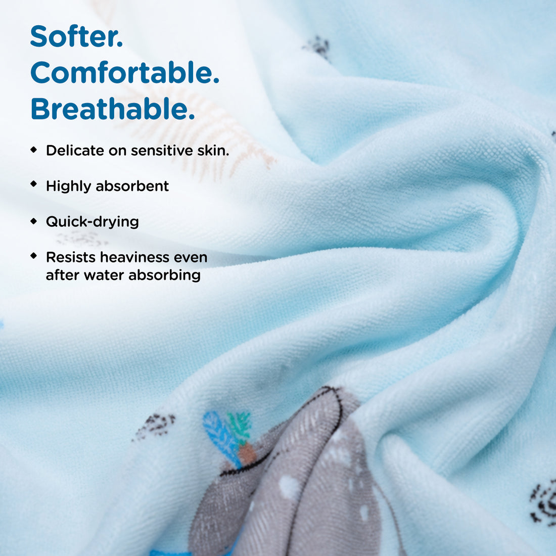 Mee Mee Baby Bath Towel – Microfiber, Ultra Soft & Quick Absorbent | Newborn, Infant & Toddler Towel | Gentle Baby Wash Cloth | 70 x 110 cm | Blue | Pack of 1